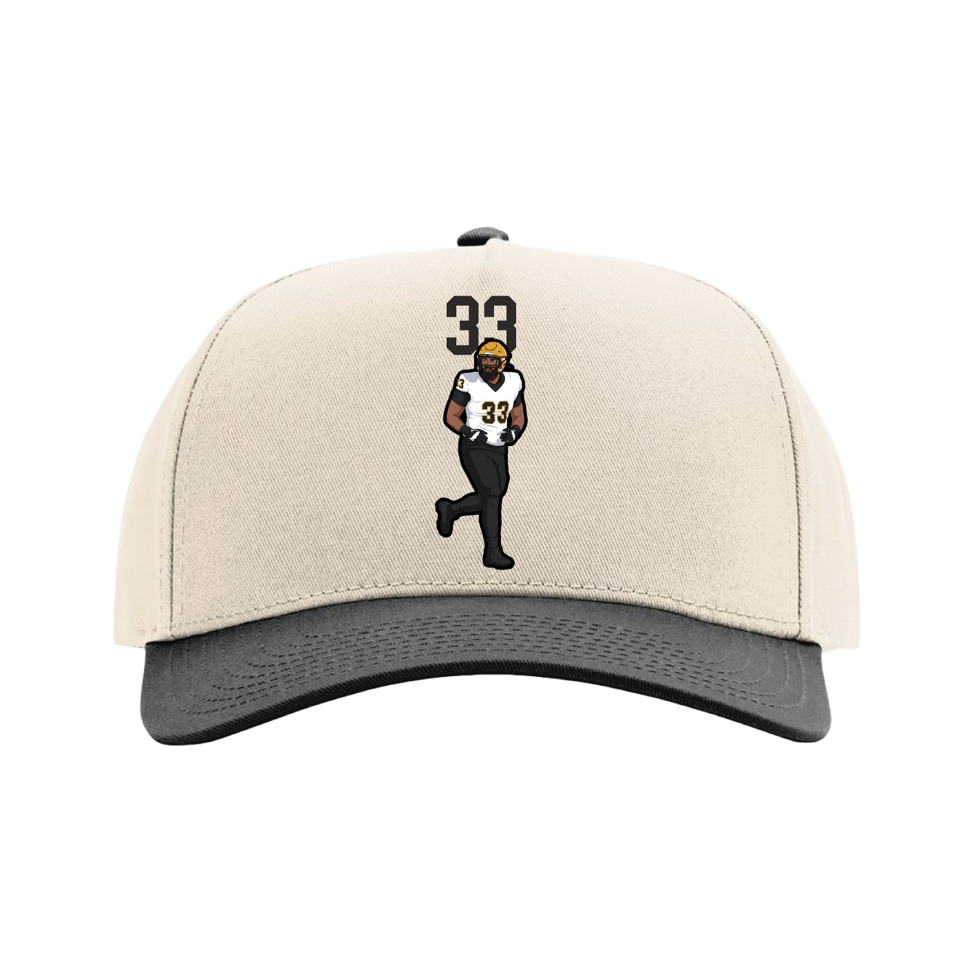 Full Fabric Five-Panel Champ Cap — Number Top in Cream/Black