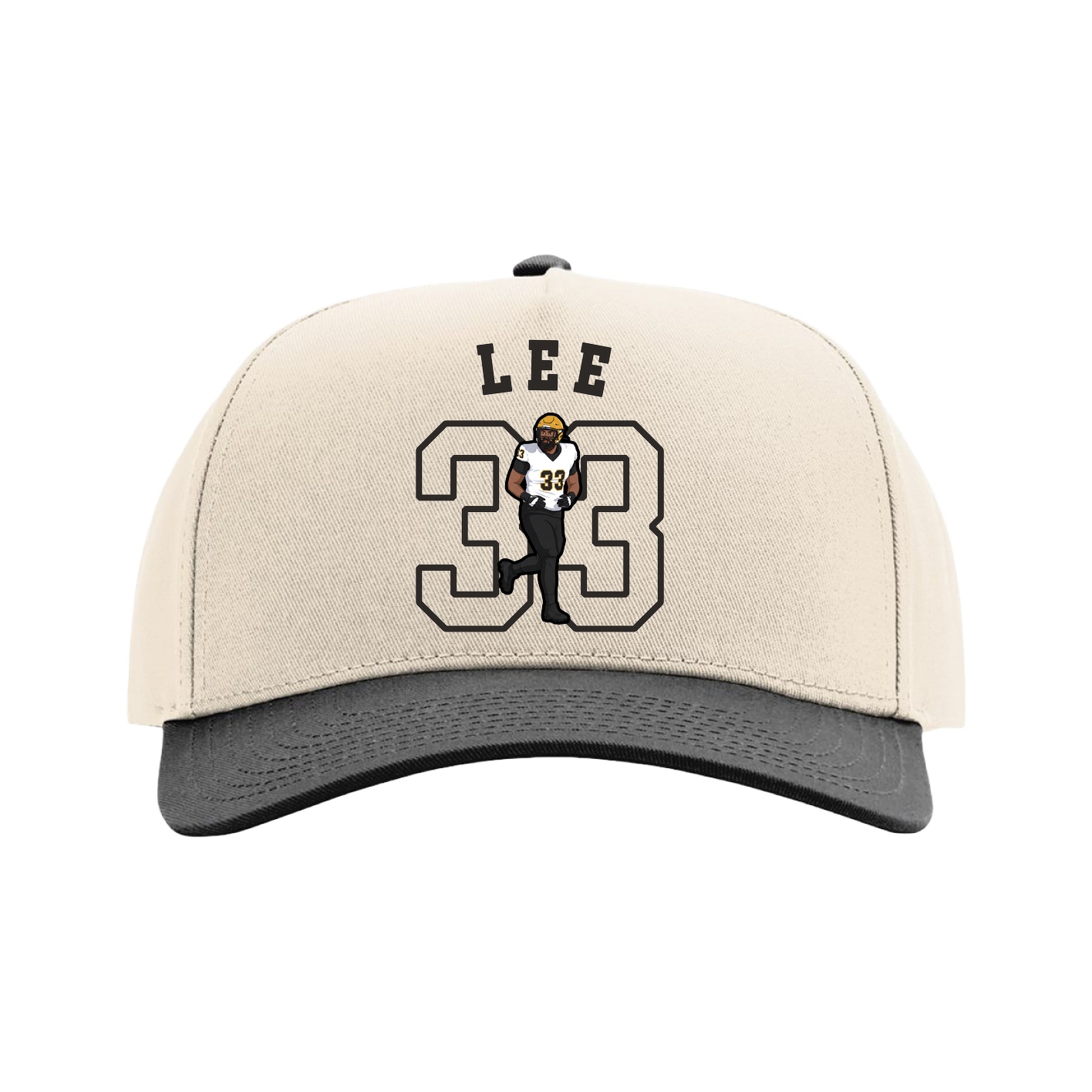 Full Fabric Five-Panel Champ Cap — Shirsey Arch in Cream/Black
