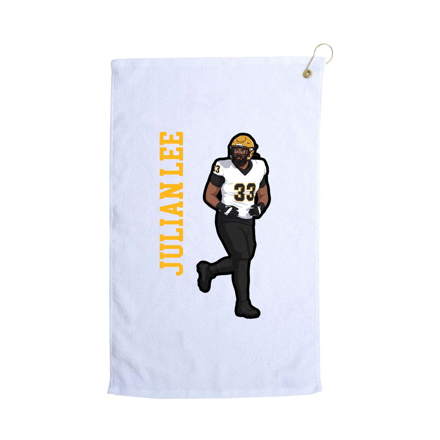 Golf Towel — Name Vertical in White
