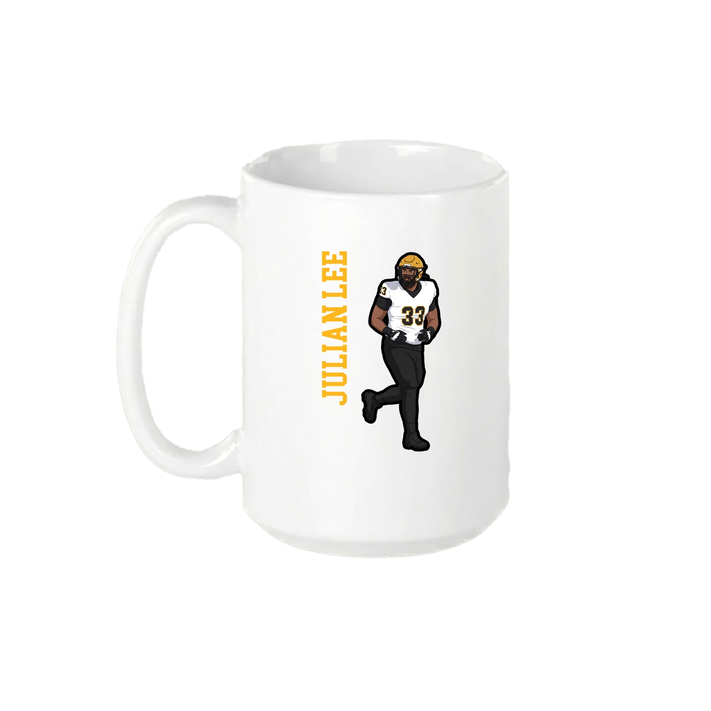 15oz Coffee Mug — Name Vertical in White