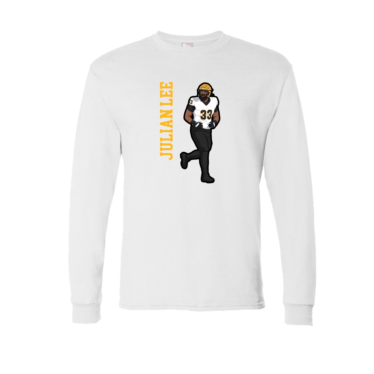 Long Sleeve Tee — Name Vertical in White