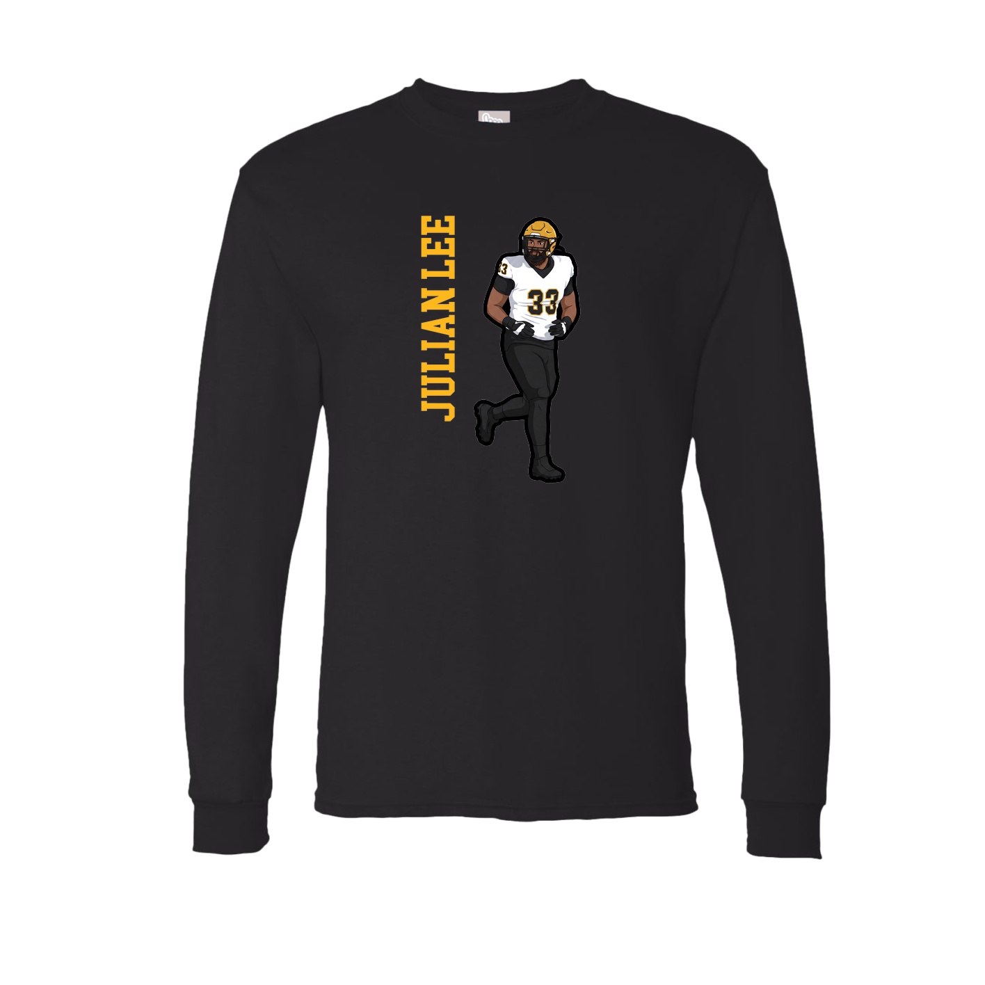 Long Sleeve Tee — Name Vertical in Black