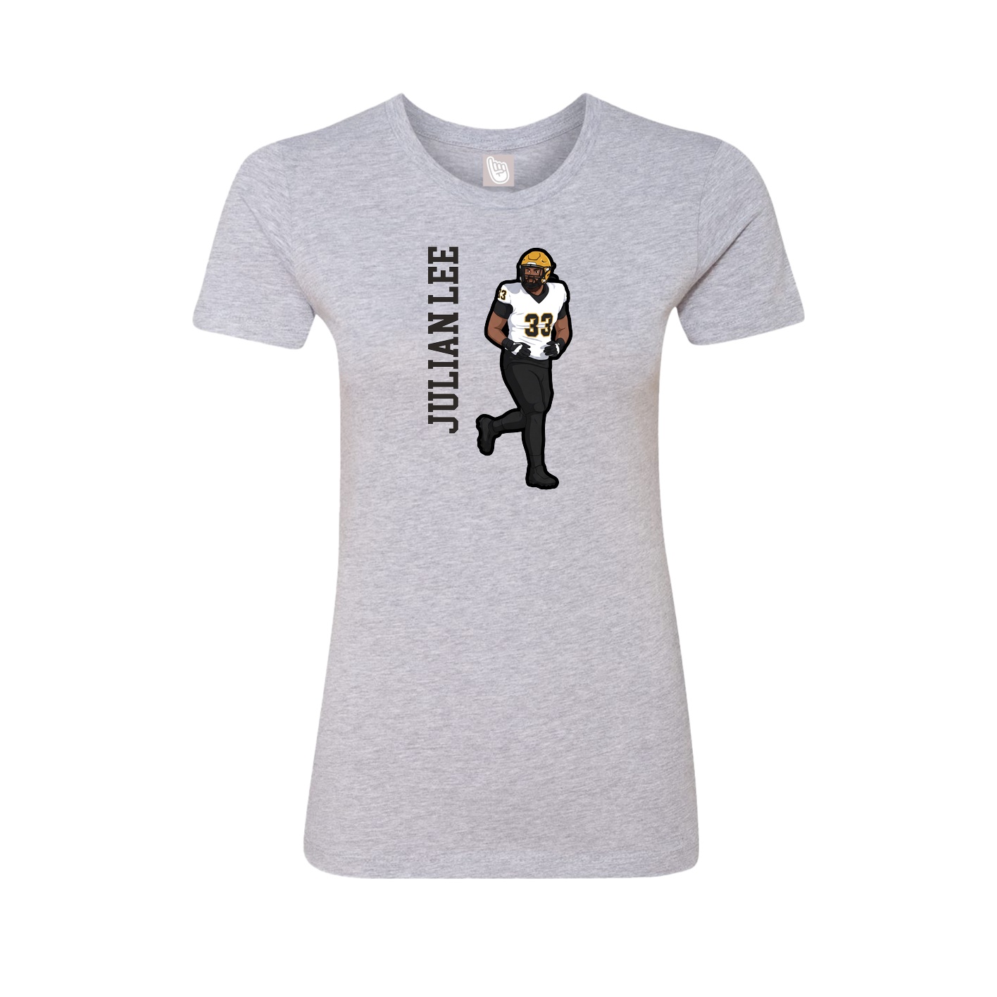 Womens Tee — Name Vertical in Grey