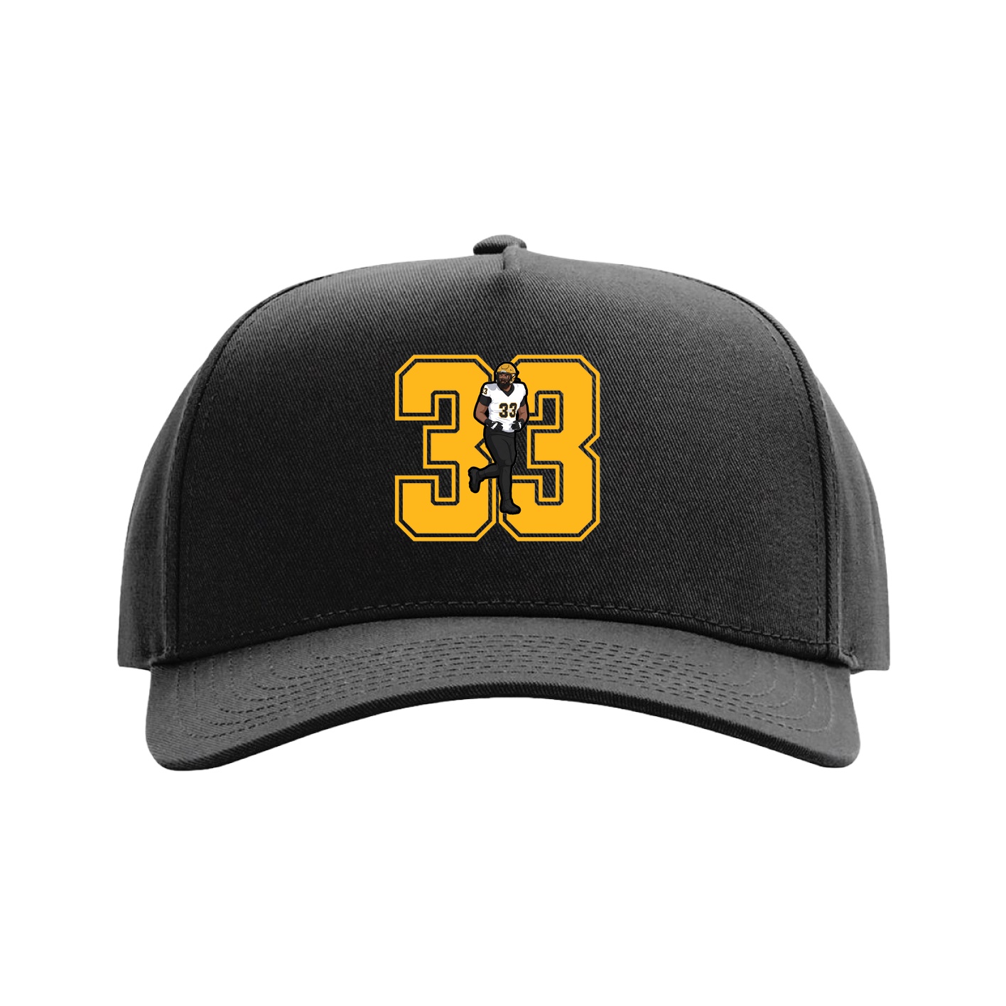 Full Fabric Five-Panel Champ Cap — Number in Black