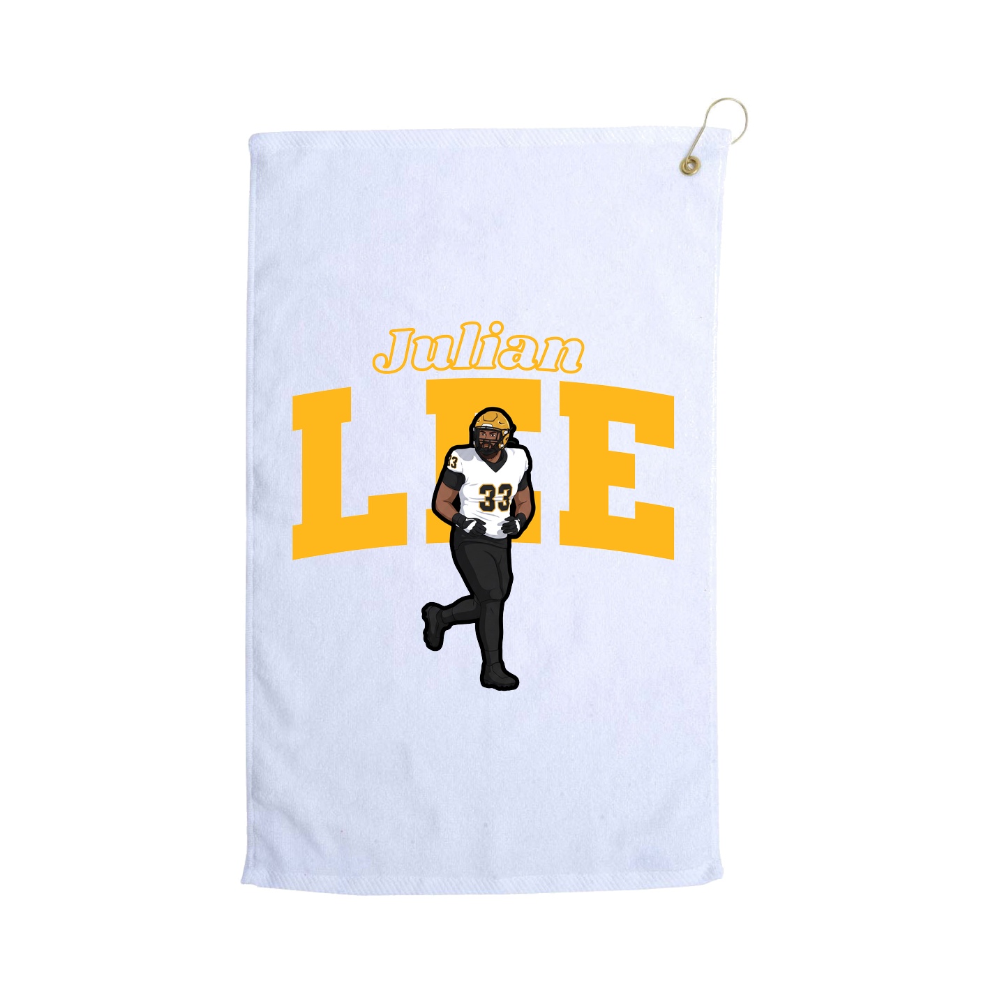 Golf Towel — Name Arch in White