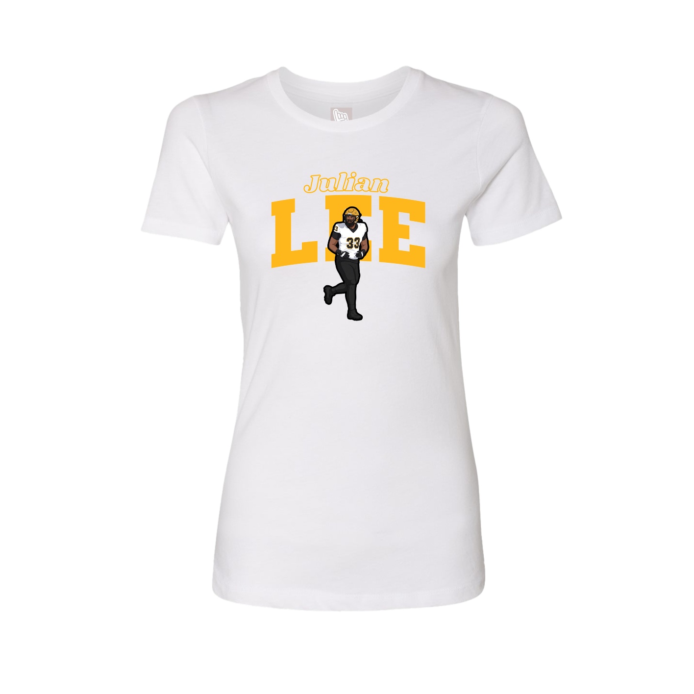 Womens Tee — Name Arch in White