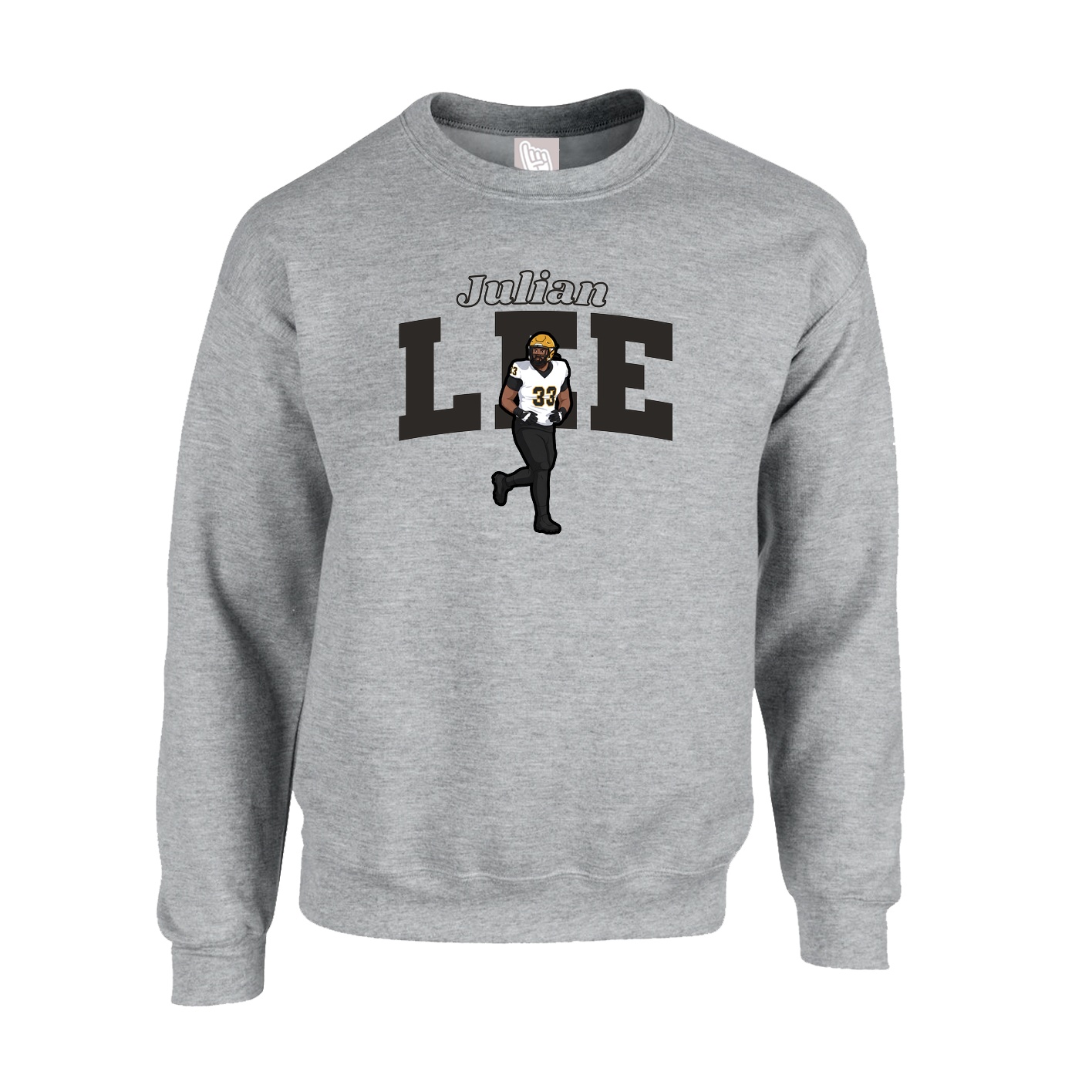 Fleece Crew — Name Arch in Grey