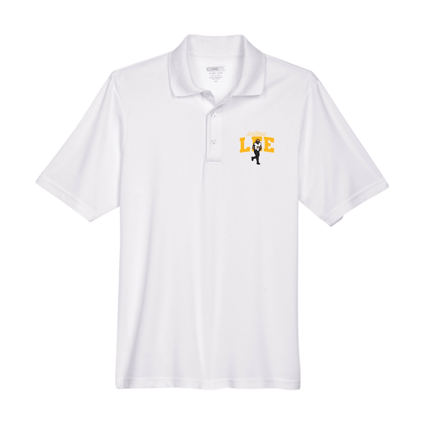 Performance Polo — Name Arch in White