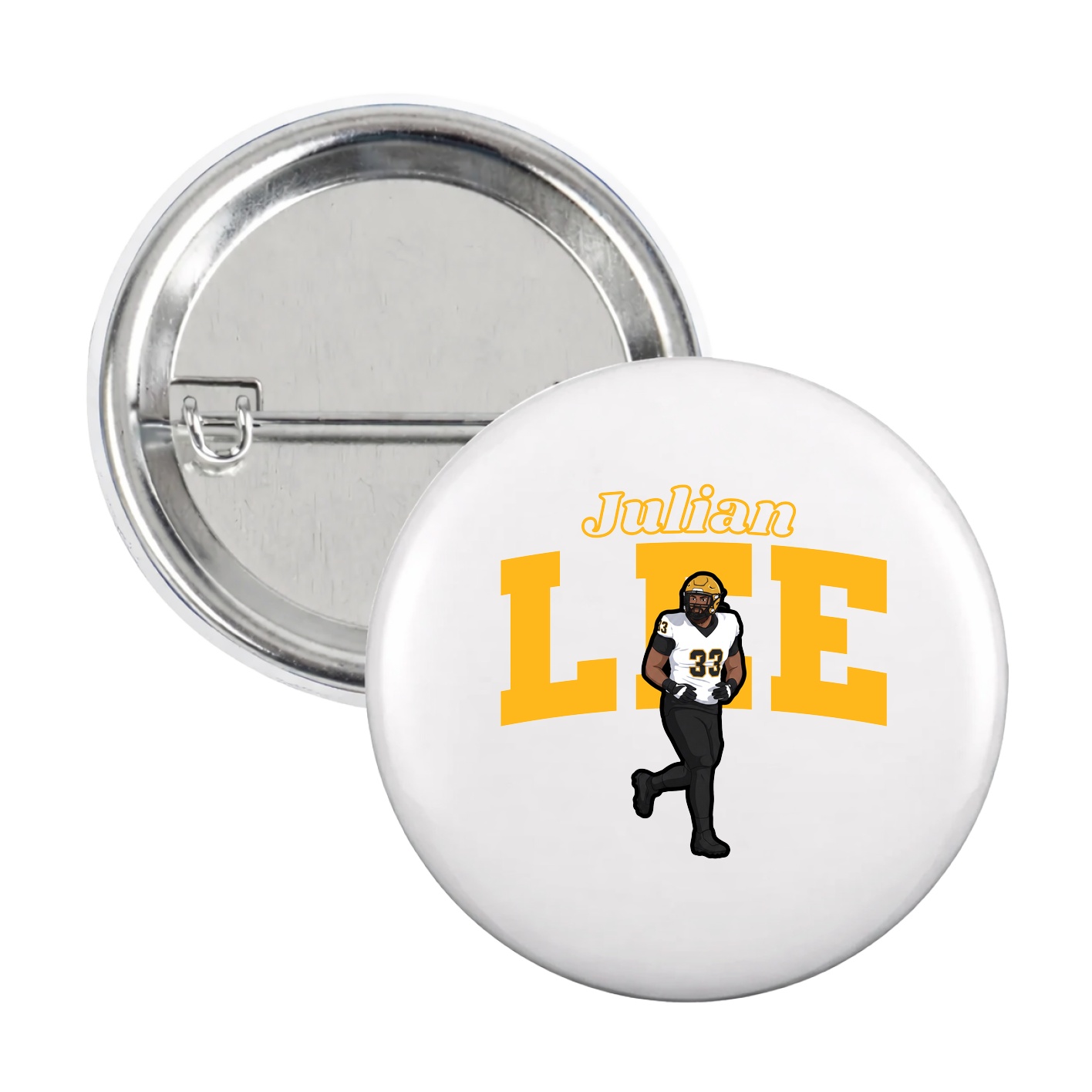 Game Day Button — Name Arch in White
