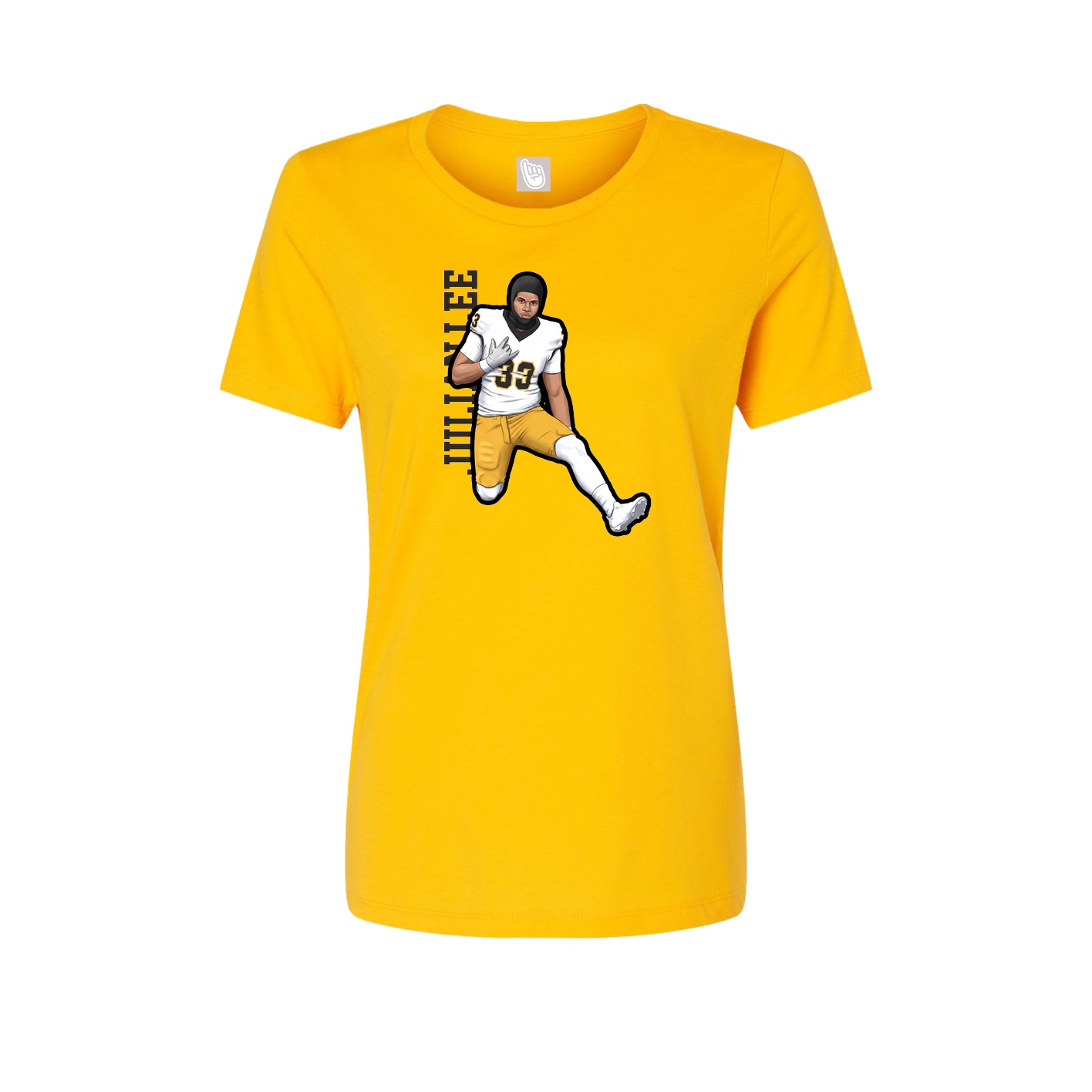 Womens Tee — Name Vertical in Gold