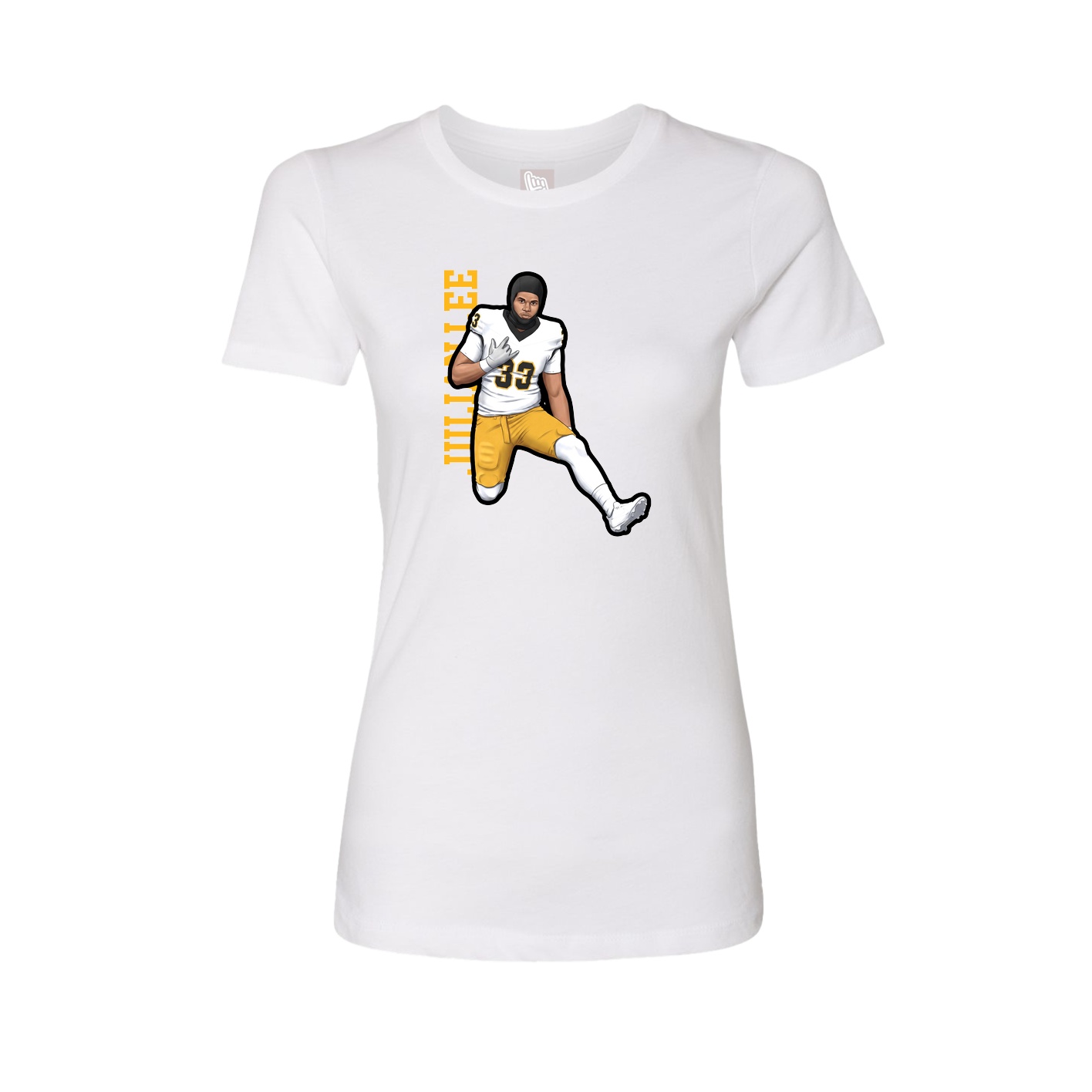 Womens Tee — Name Vertical in White