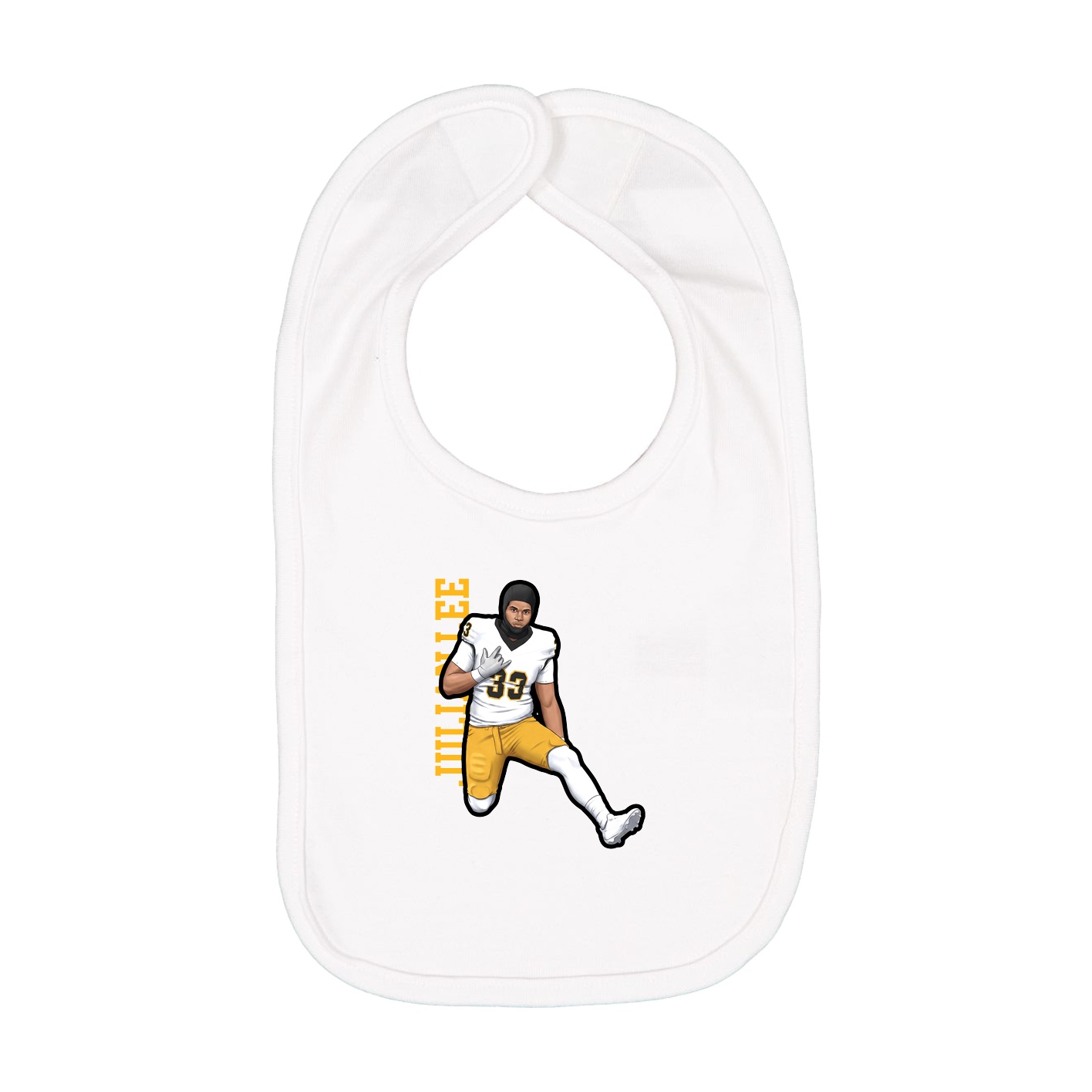 Infant Bib — Name Vertical in White