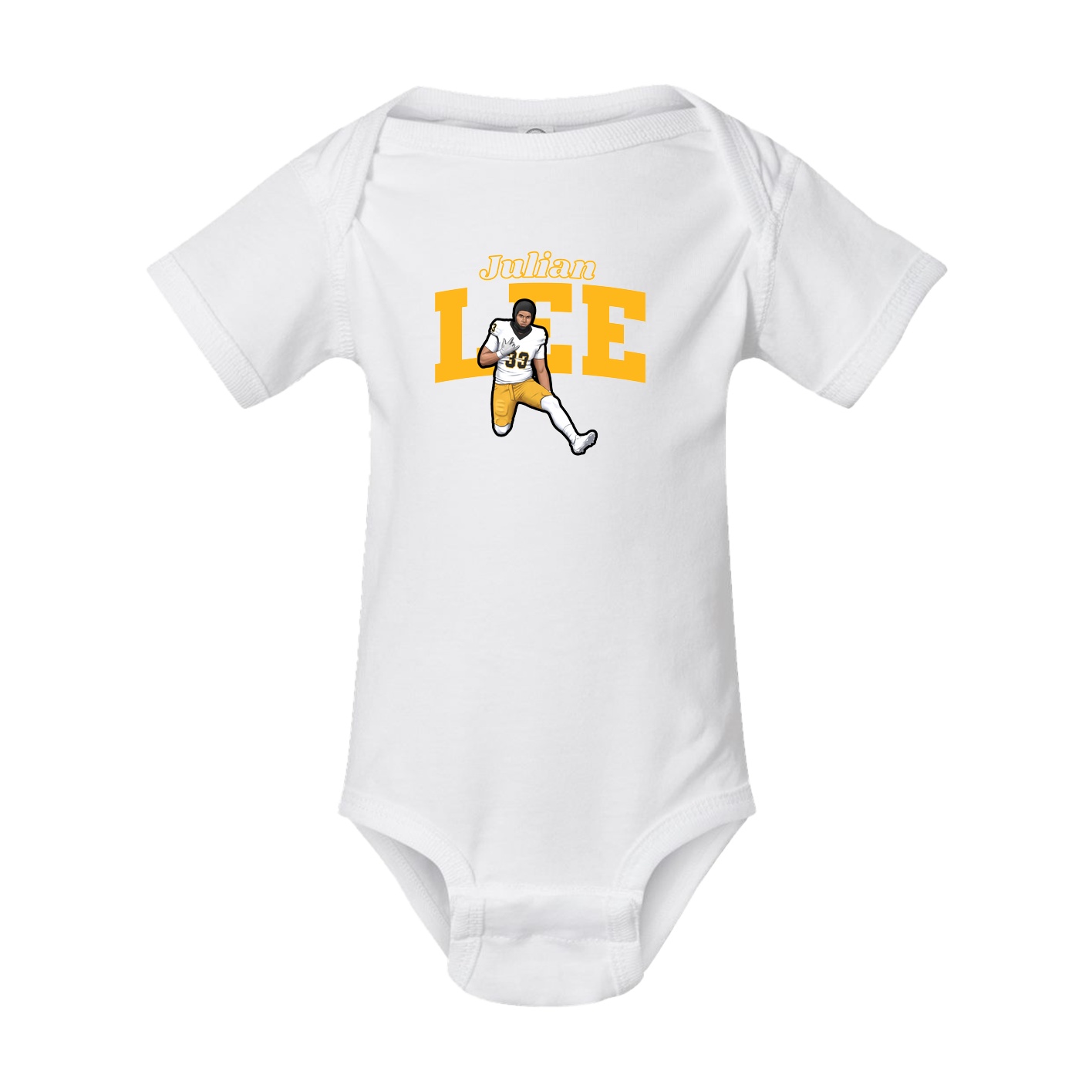 Baby Onesie — Name Arch in White