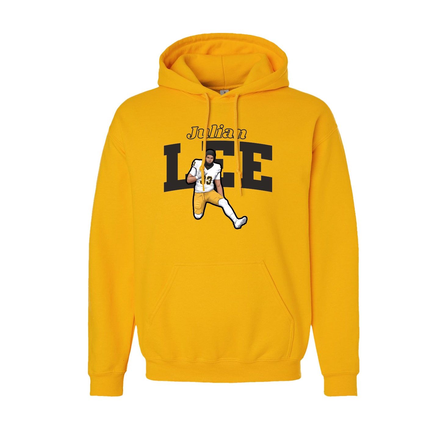 Youth Hoodie — Name Arch in Gold