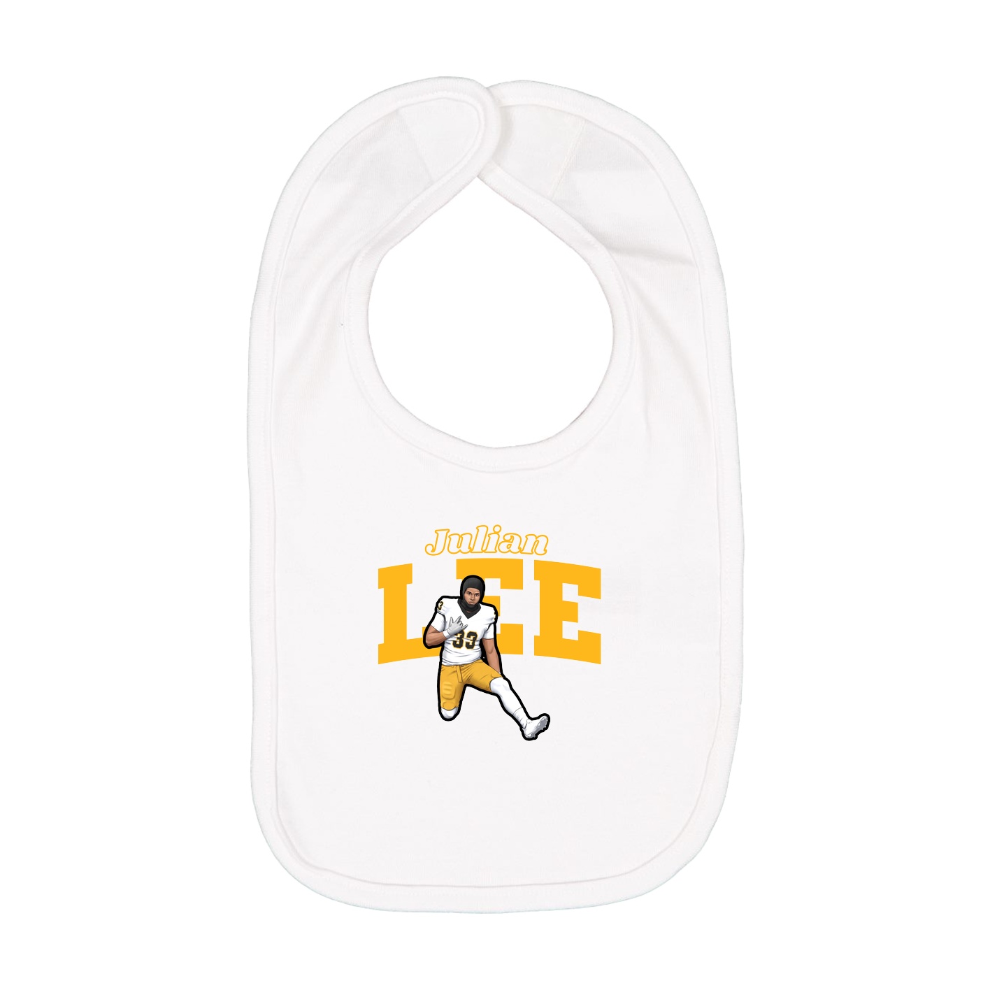 Infant Bib — Name Arch in White