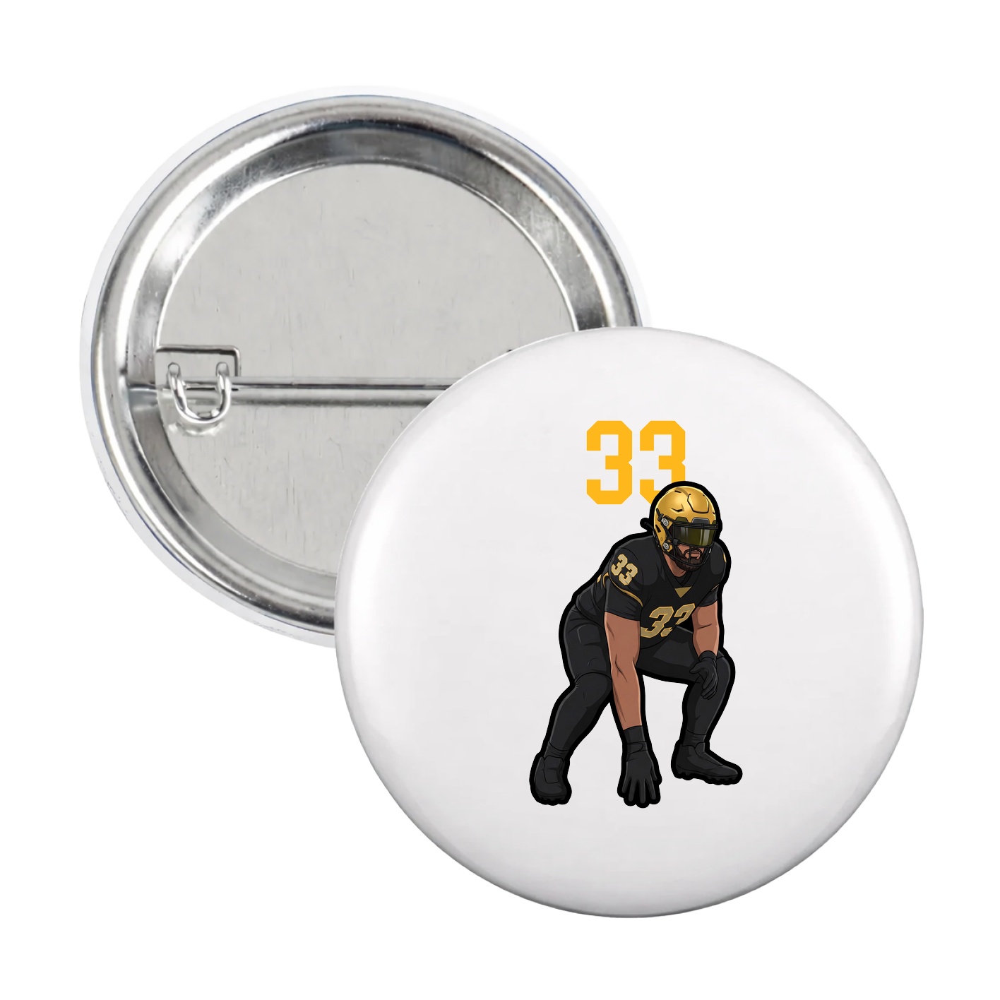 Game Day Button — Number Top in White