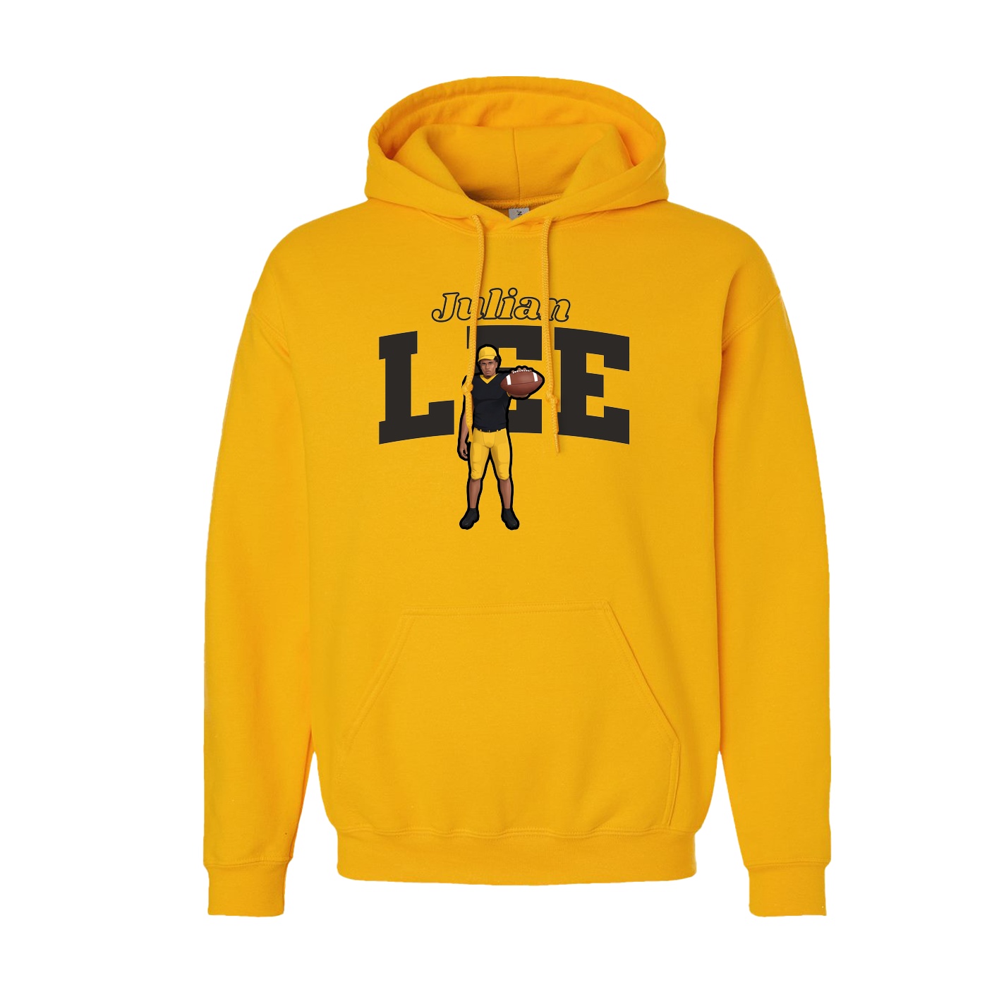 Youth Hoodie — Name Arch in Gold