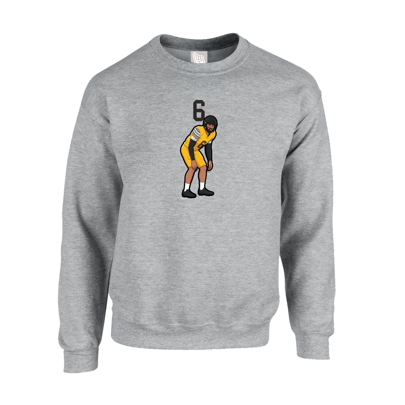 Fleece Crew — Number Top in Grey