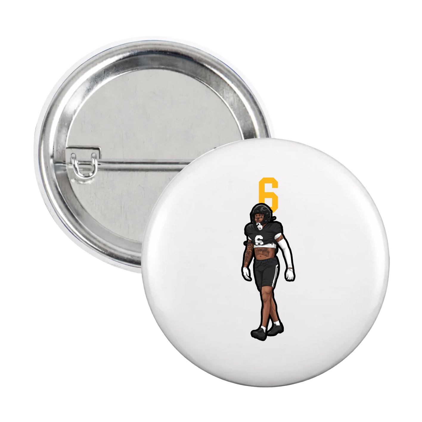 Game Day Button — Number Top in White