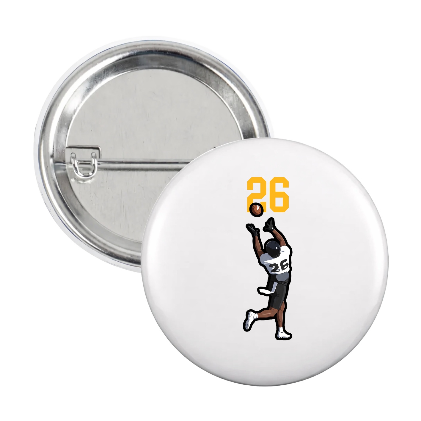 Game Day Button — Number Top in White