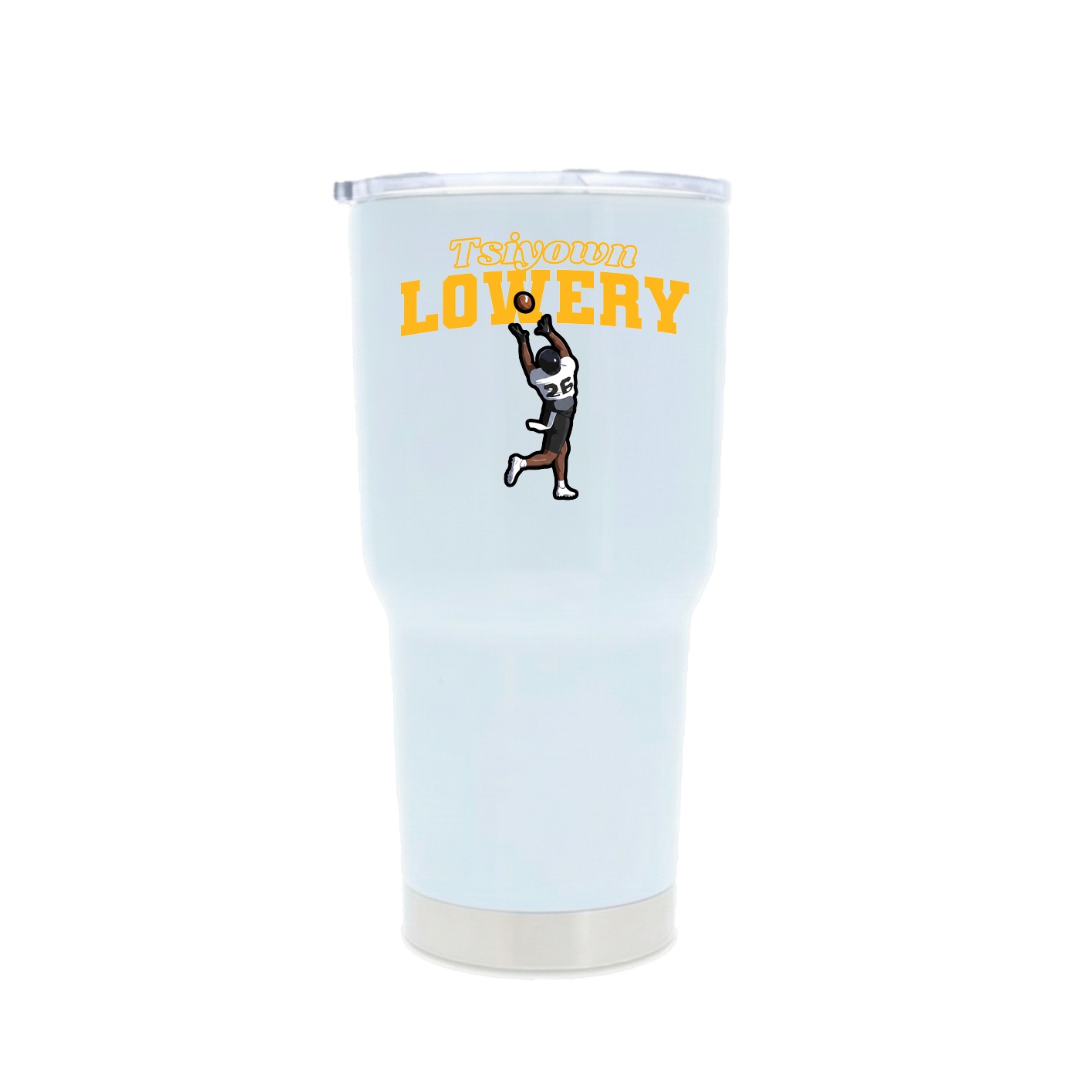30oz Stainless Steel Tumbler — Name Arch in White
