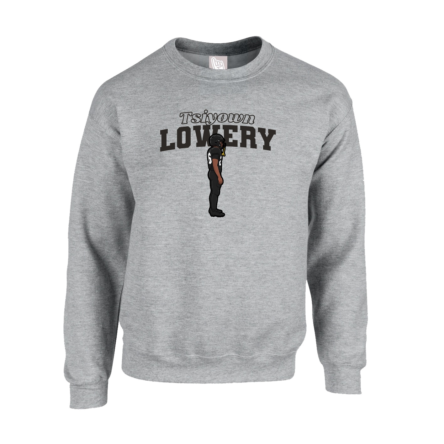 Fleece Crew — Name Arch in Grey