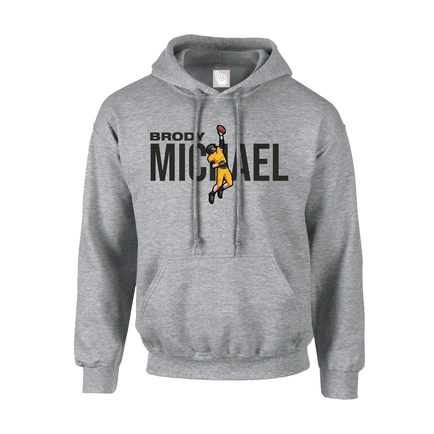 Youth Hoodie — Player Name in Grey