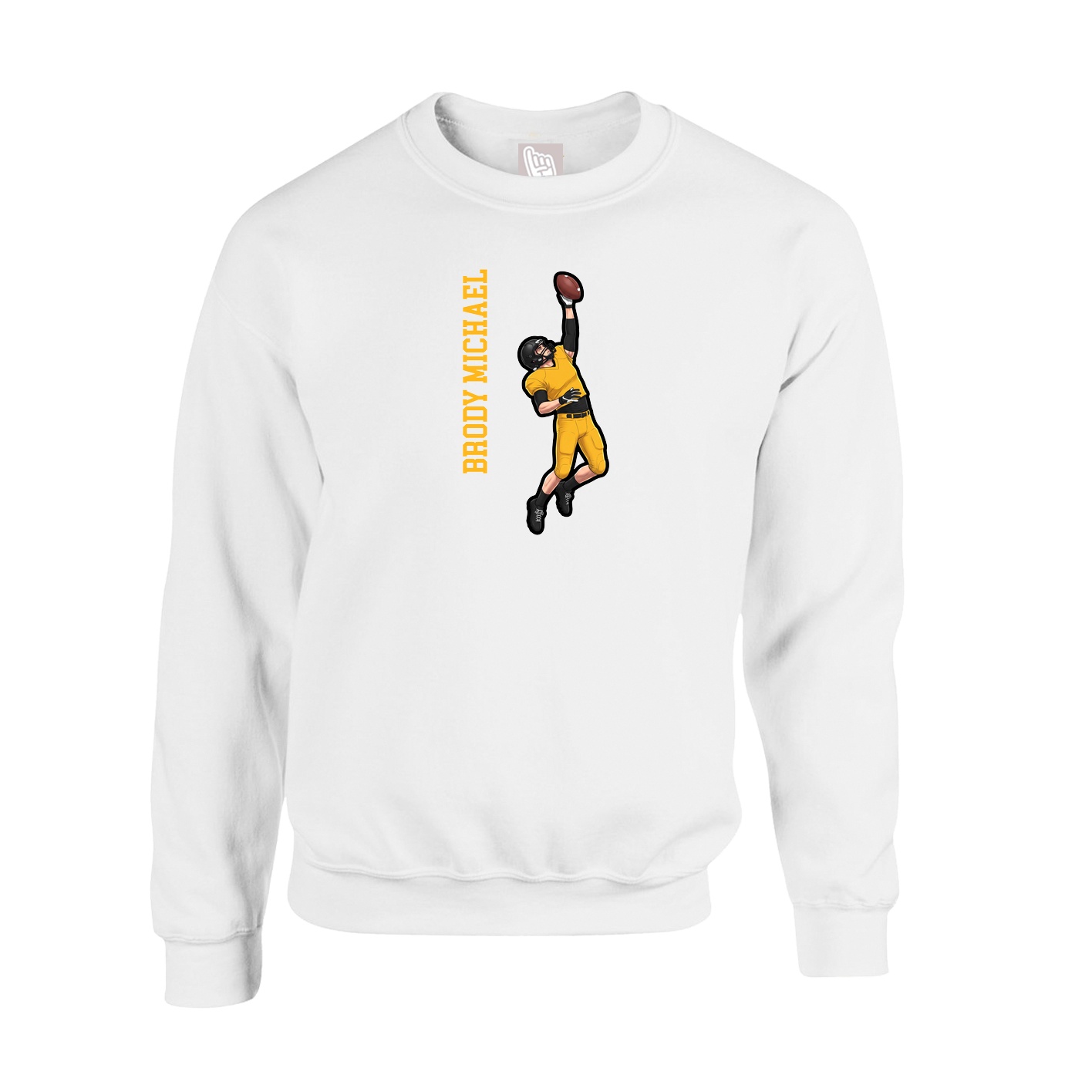 Fleece Crew — Name Vertical in White