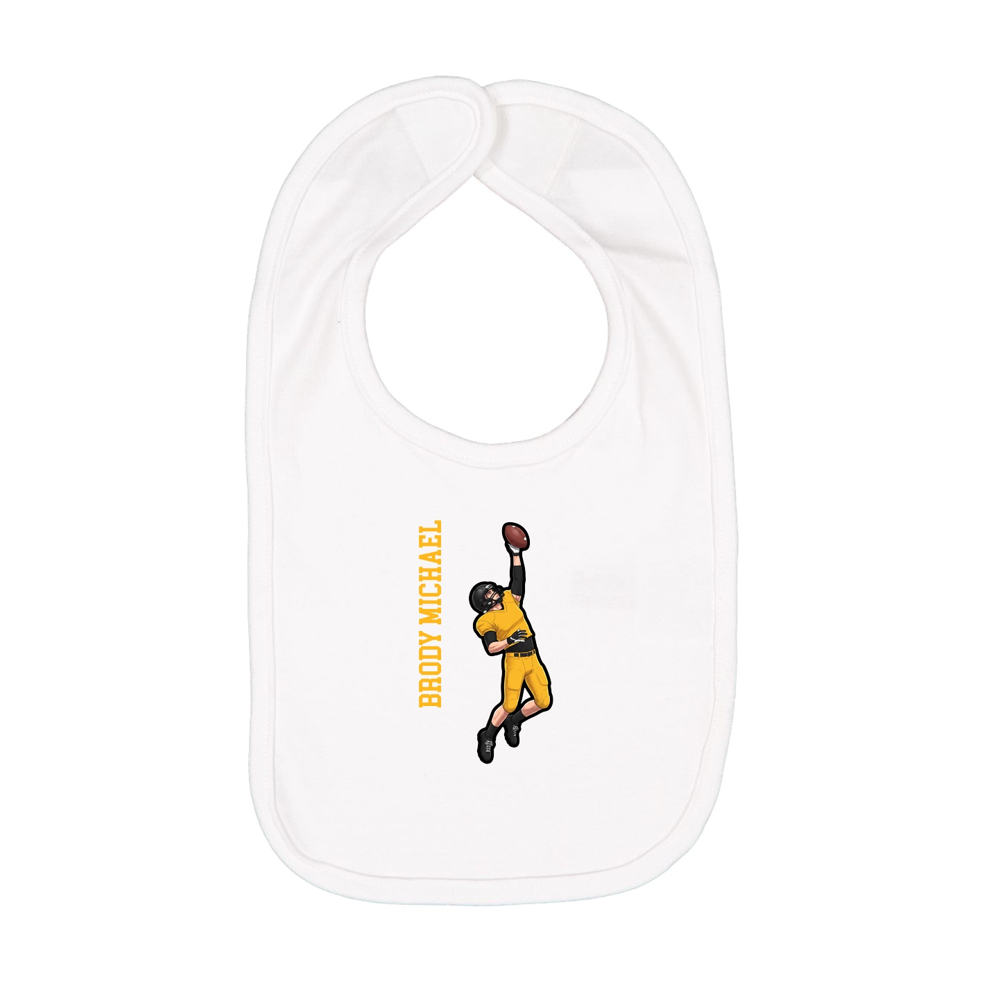 Infant Bib — Name Vertical in White