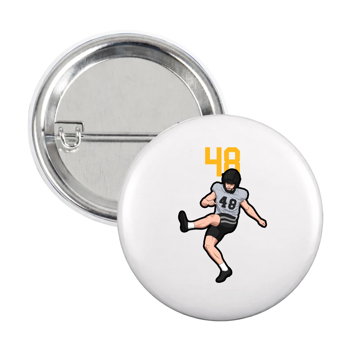 Game Day Button — Number Top in White