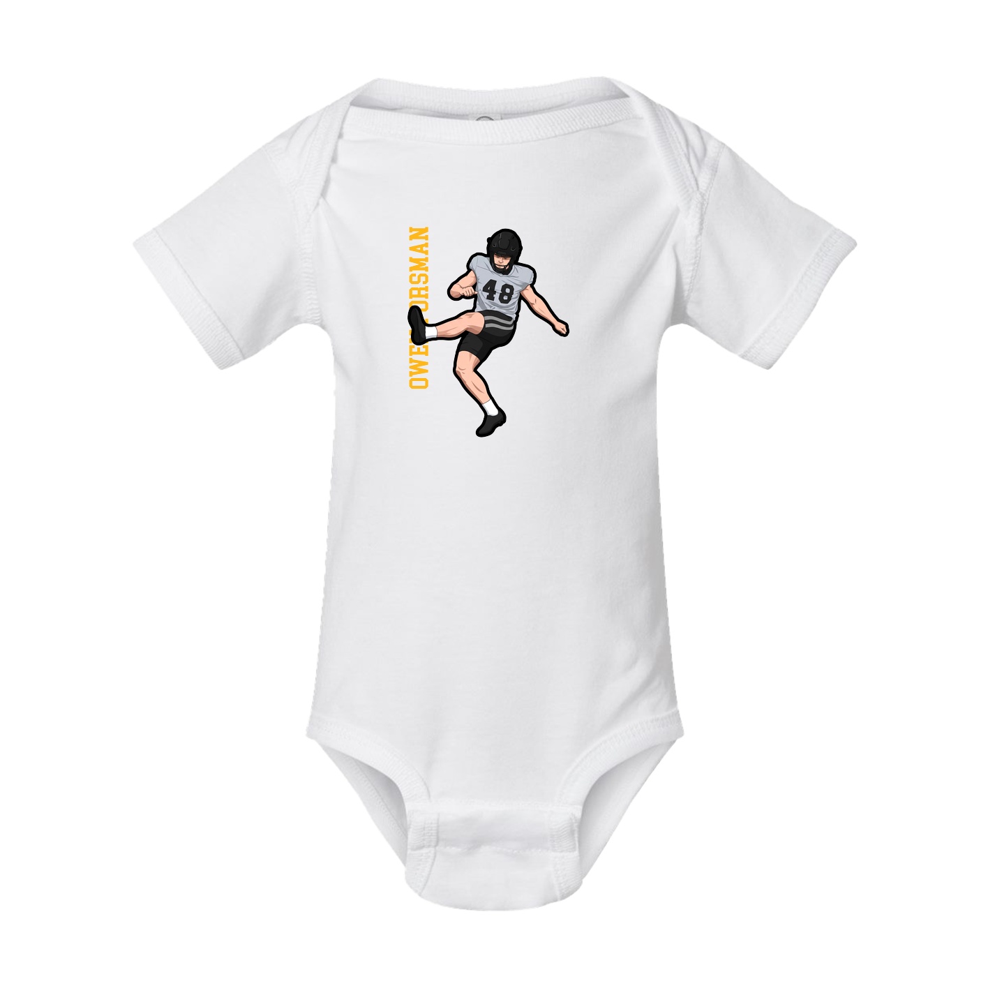 Baby Onesie — Name Vertical in White
