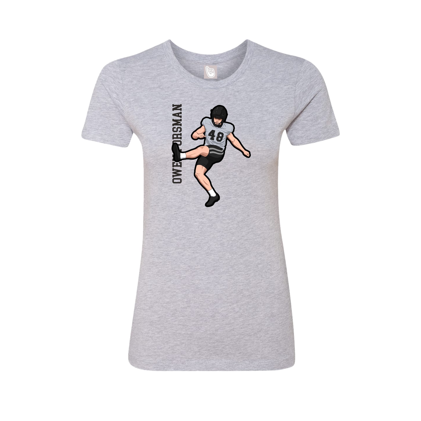 Fitted Women's Tee — Name Vertical in Grey