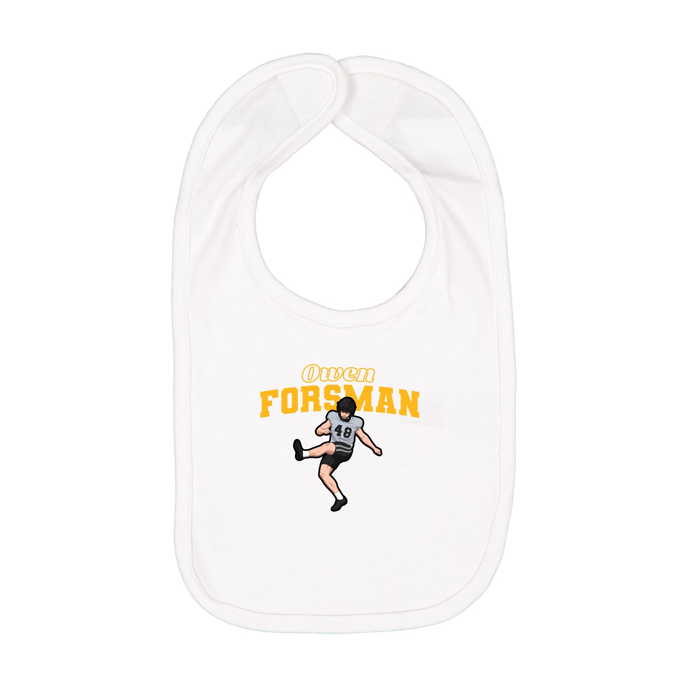 Infant Bib — Name Arch in White