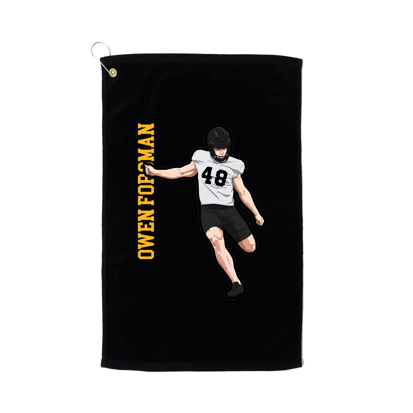 Golf Towel — Name Vertical in Black