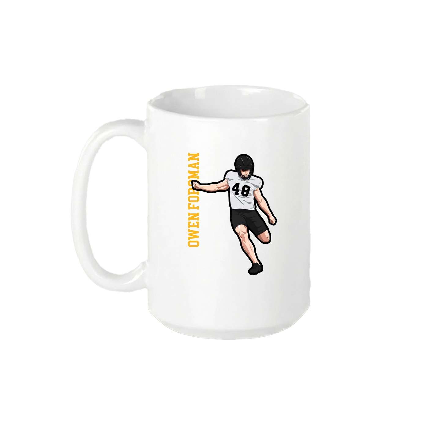 15oz Coffee Mug — Name Vertical in White