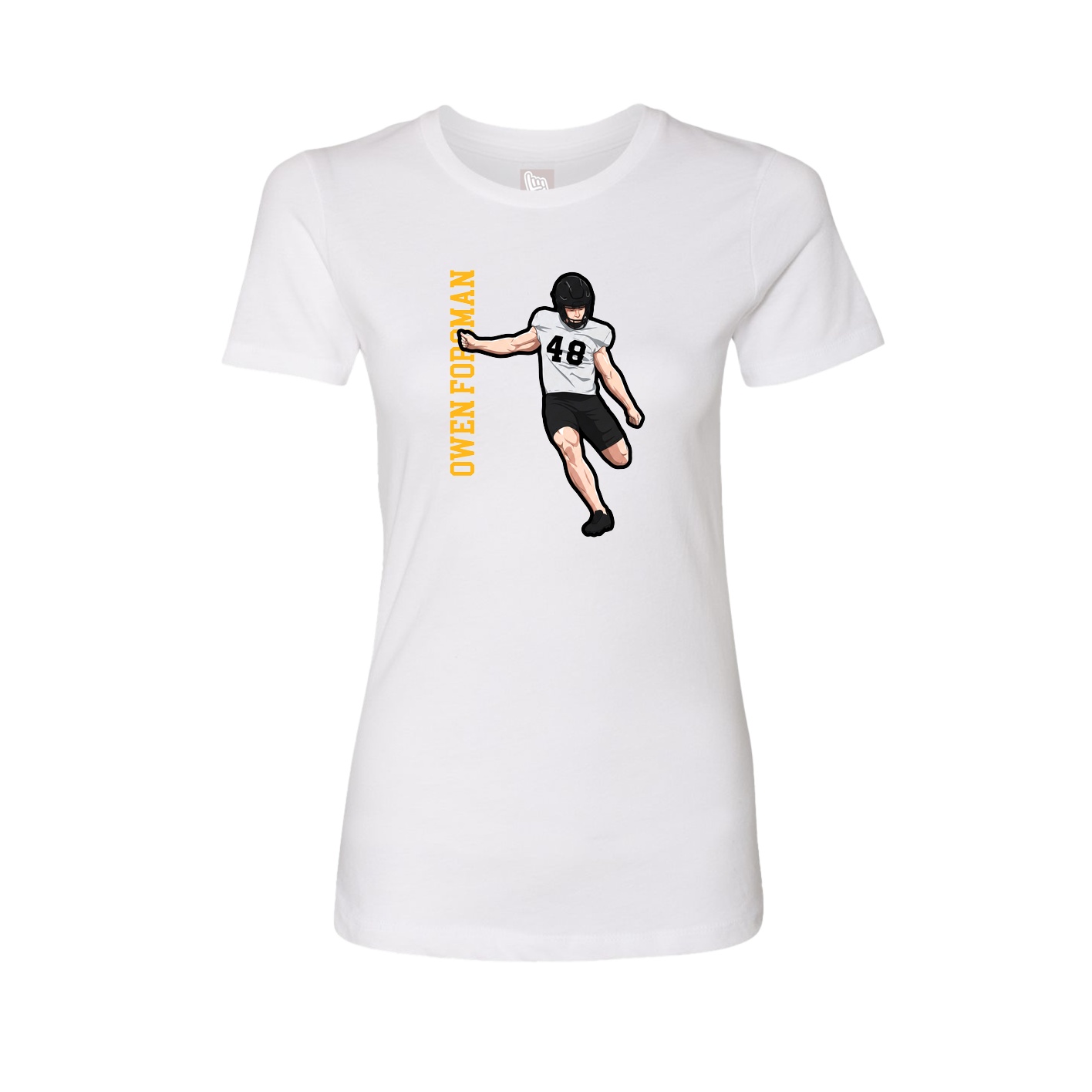 Fitted Women's Tee — Name Vertical in White