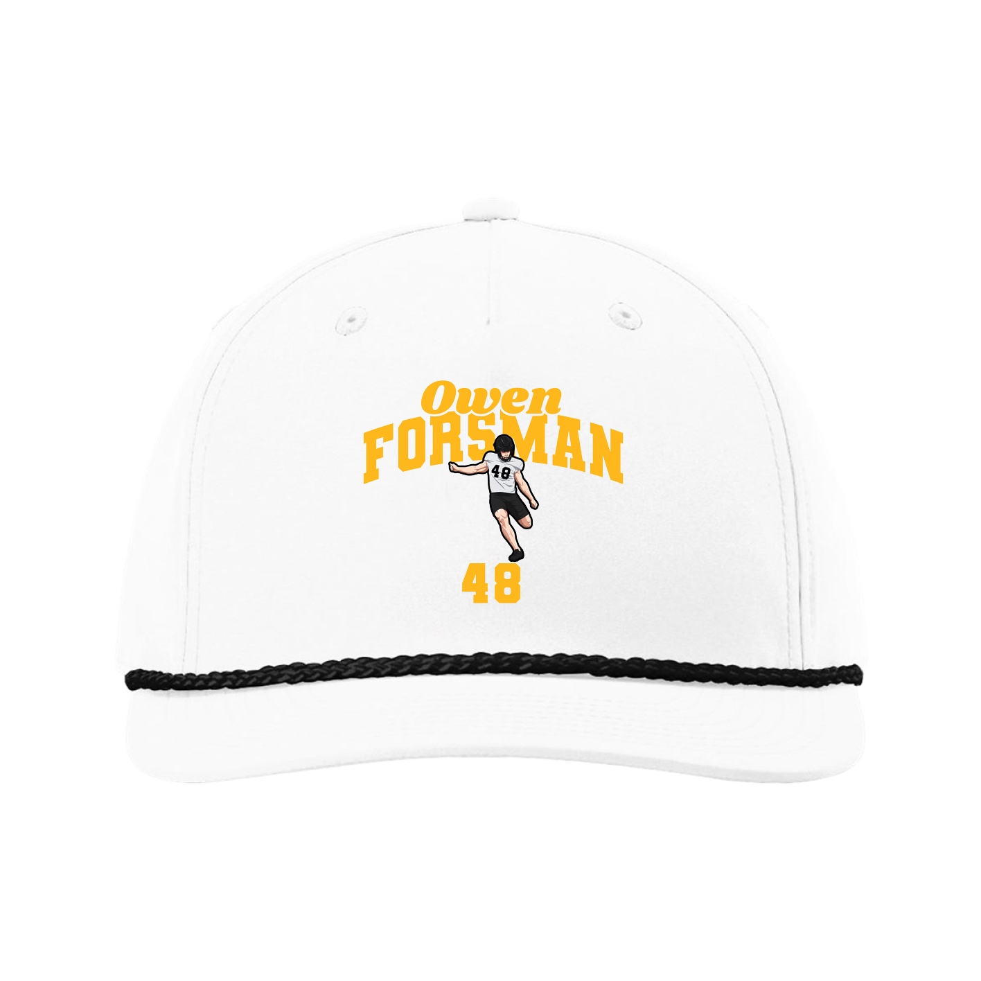 Five-Panel Classic Rope Cap — Signature Arch in White