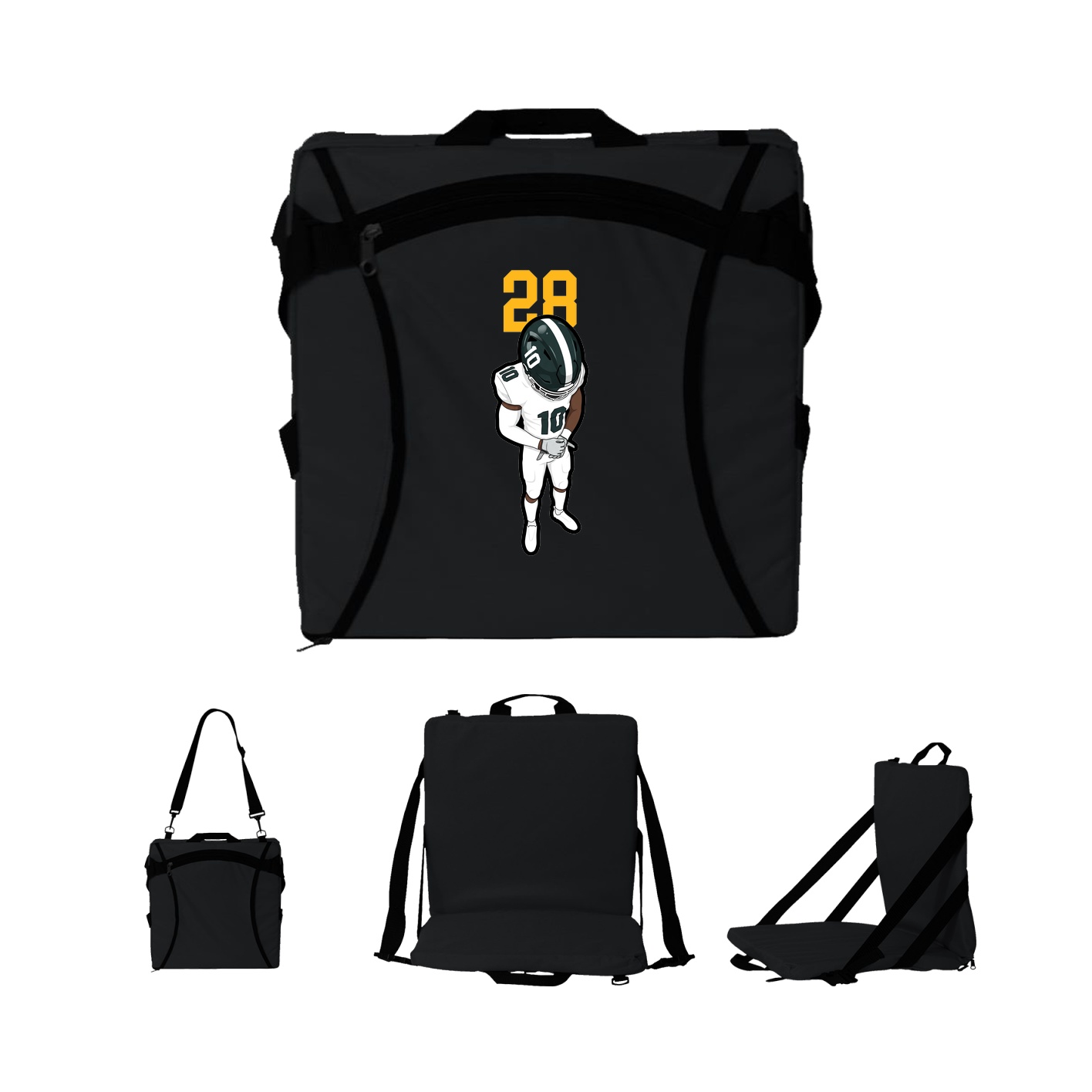 Folding Stadium Seat — Number Top in Black