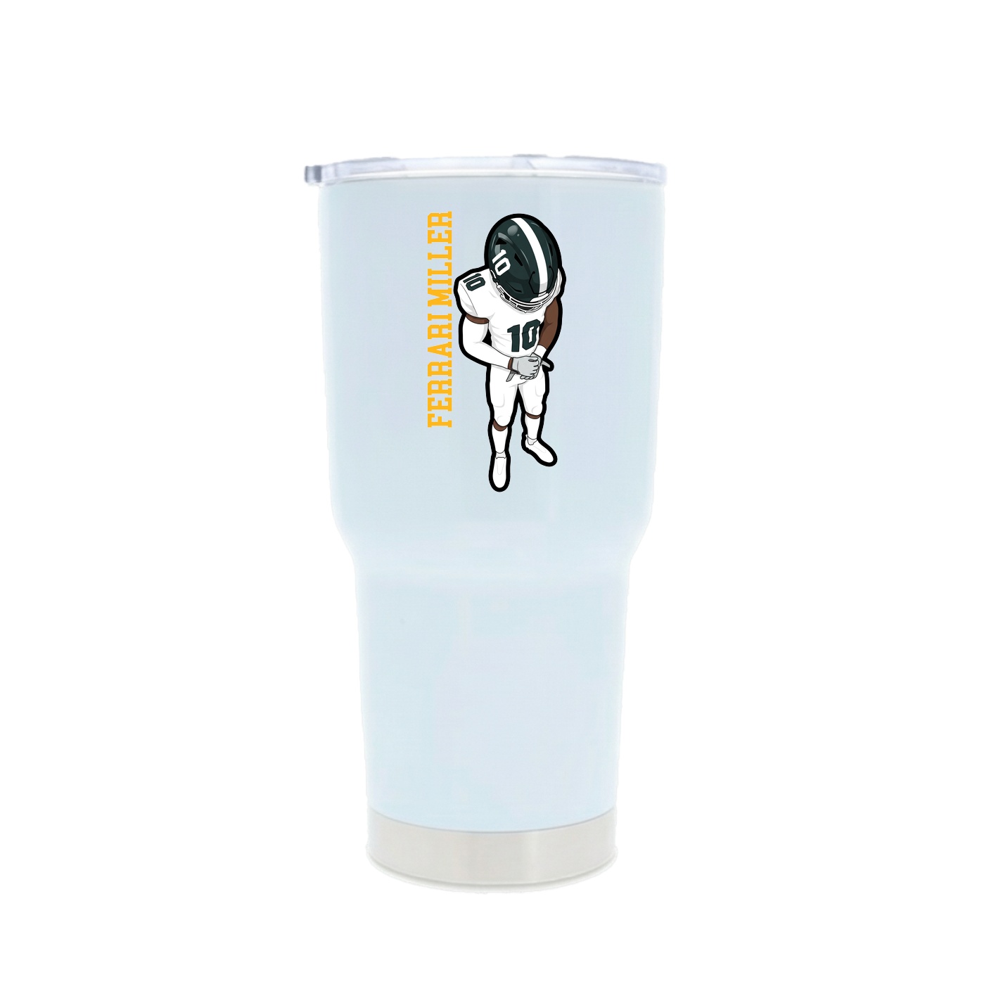 30oz Stainless Steel Tumbler — Name Vertical in White