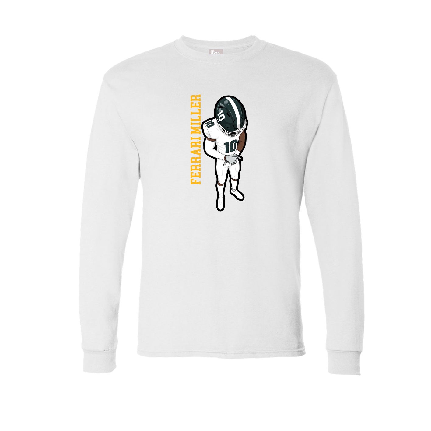 Long Sleeve Tee — Name Vertical in White