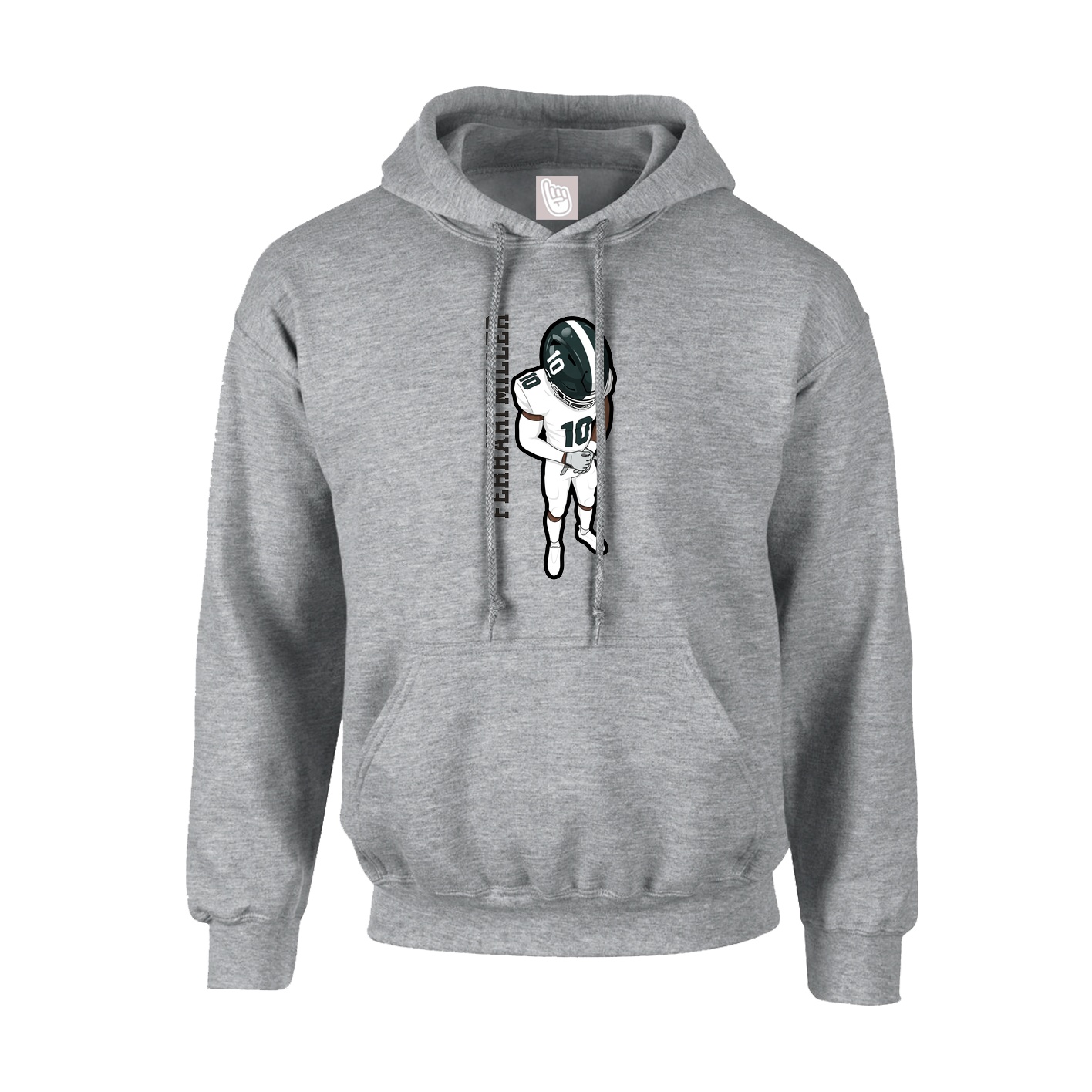 Youth Hoodie — Name Vertical in Grey