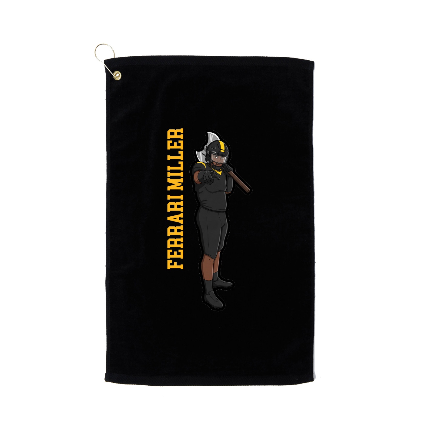 Golf Towel — Name Vertical in Black