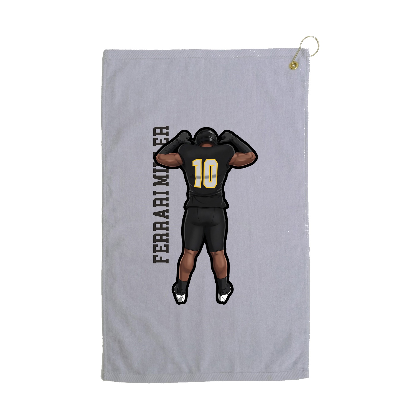 Golf Towel — Name Vertical in Grey