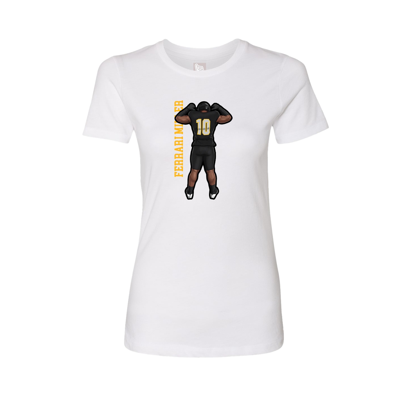 Fitted Women's Tee — Name Vertical in White