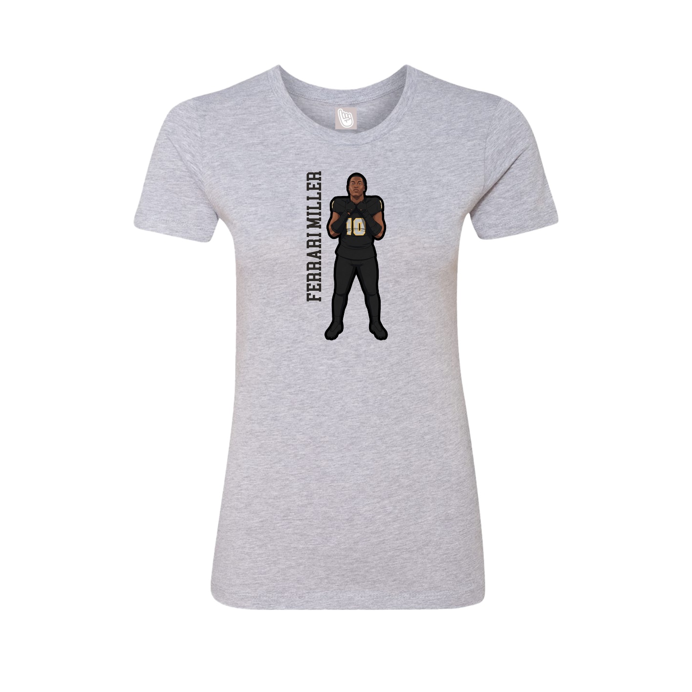 Fitted Women's Tee — Name Vertical in Grey