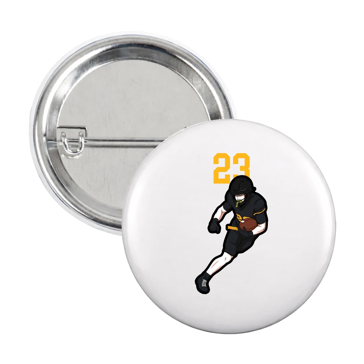 Game Day Button — Number Top in White