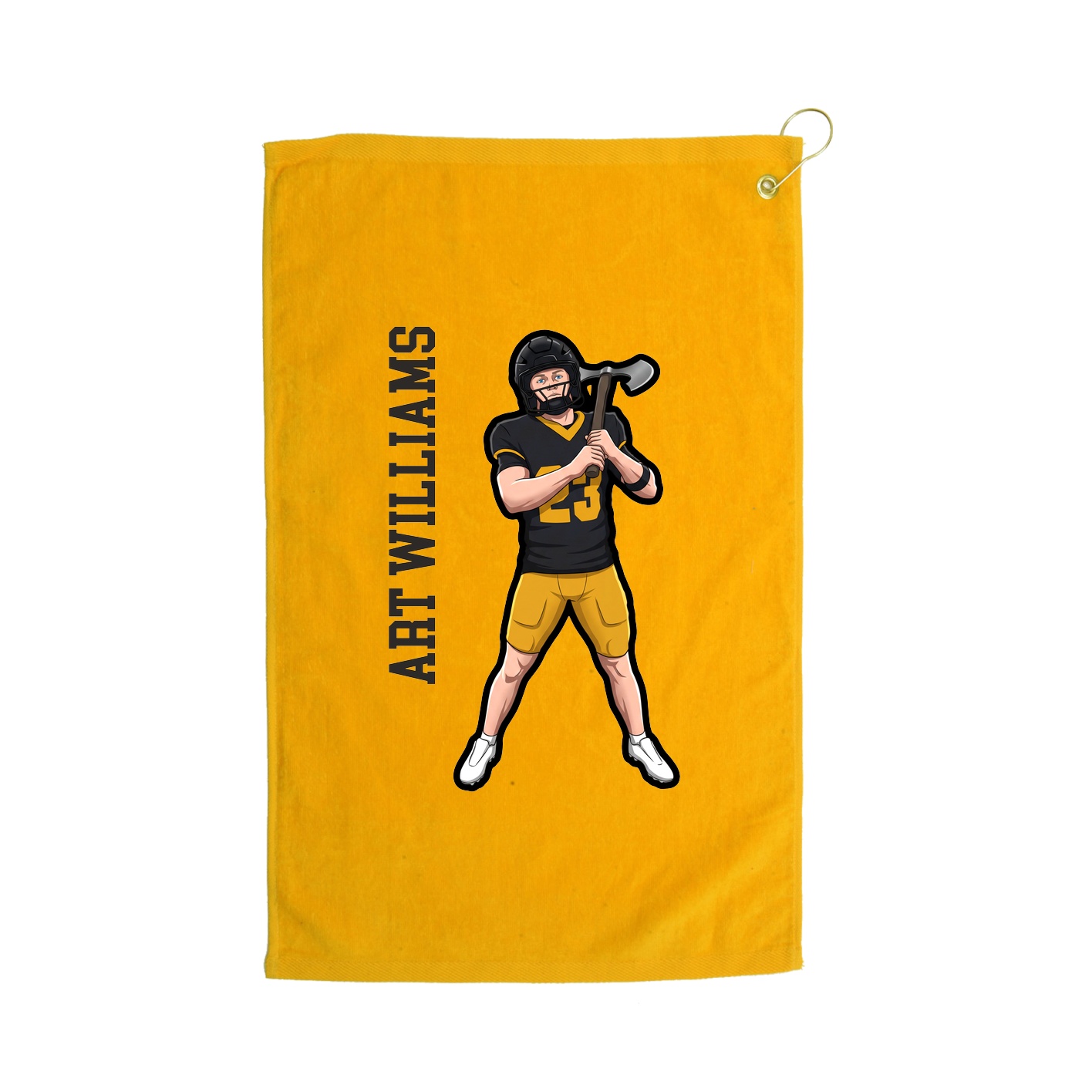Golf Towel — Name Vertical in Gold
