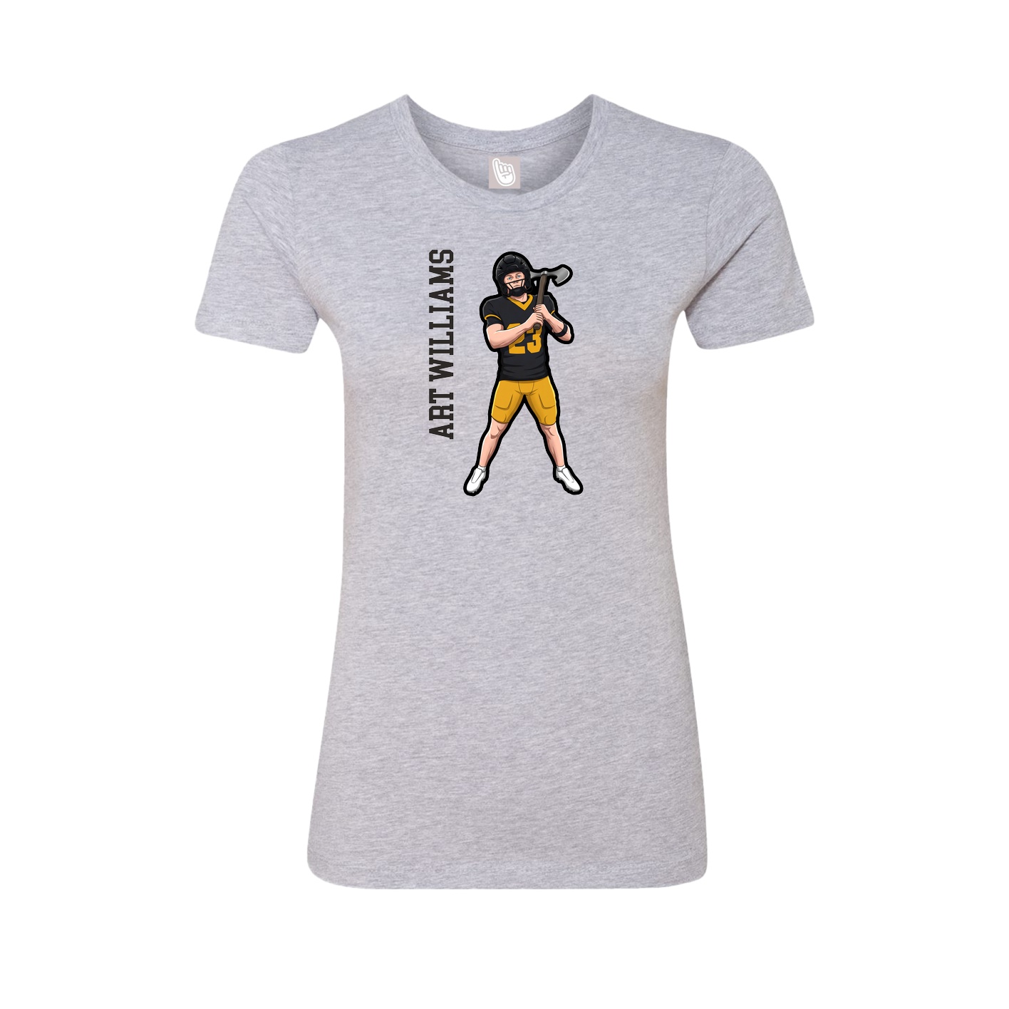 Fitted Women's Tee — Name Vertical in Grey