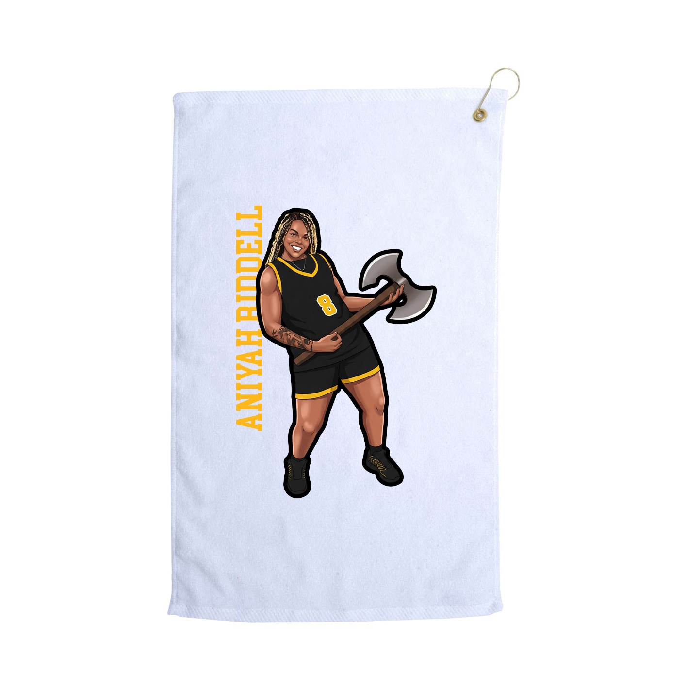 Golf Towel — Name Vertical in White