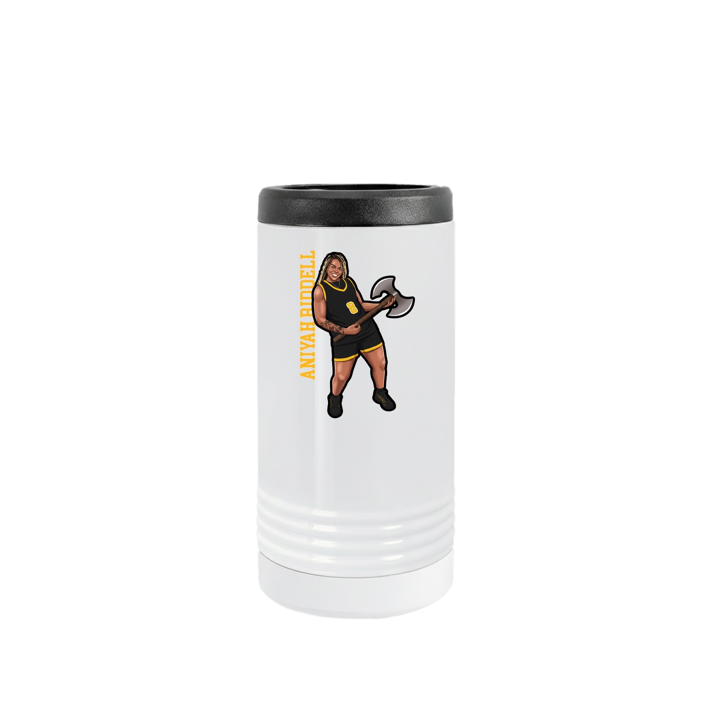Slim Beverage Holder — Name Vertical in White
